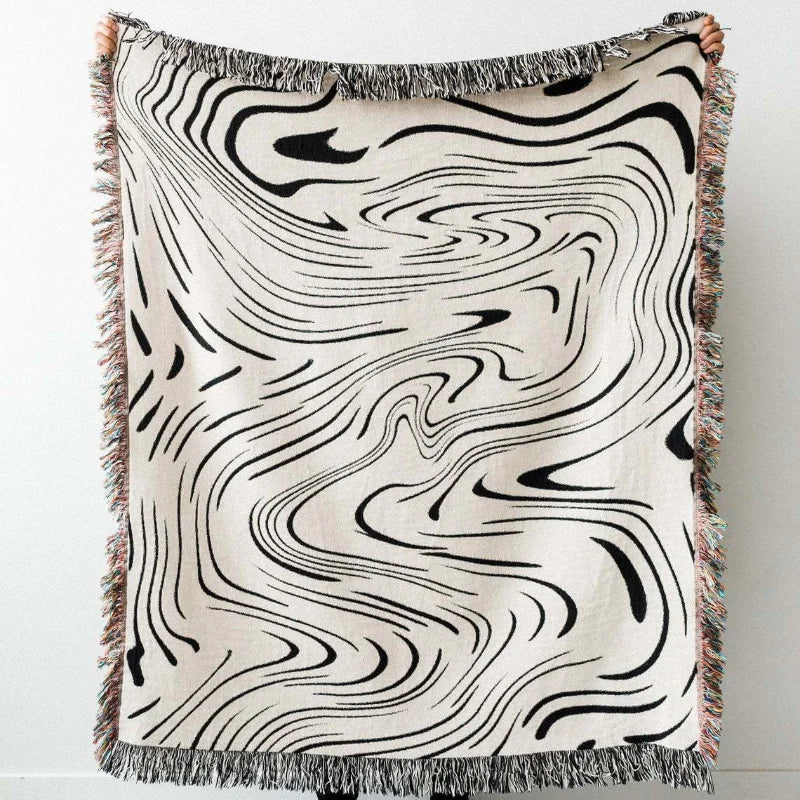 Marbled Lines Woven Throw Blanket