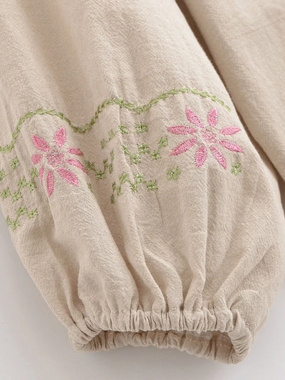 Selene Sage Embroidered Blouse