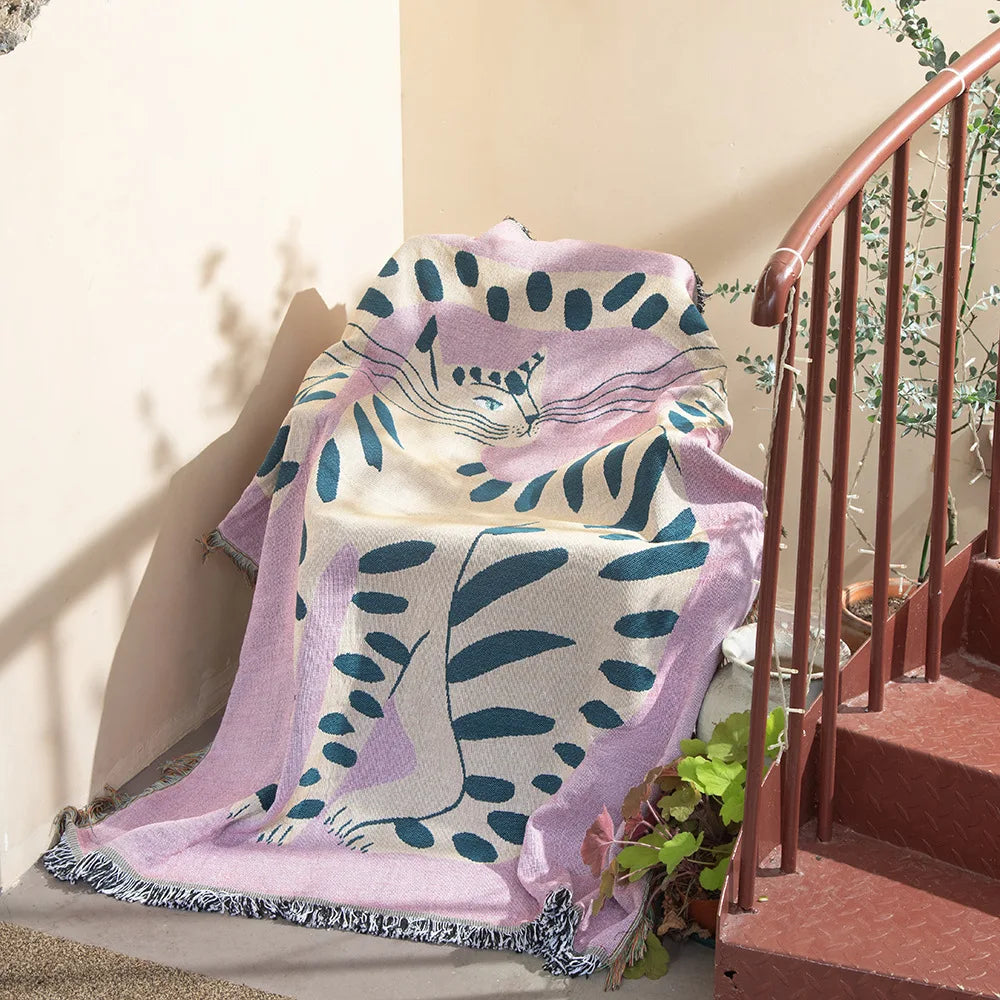 Lazy Leopard Woven Throw Blanket