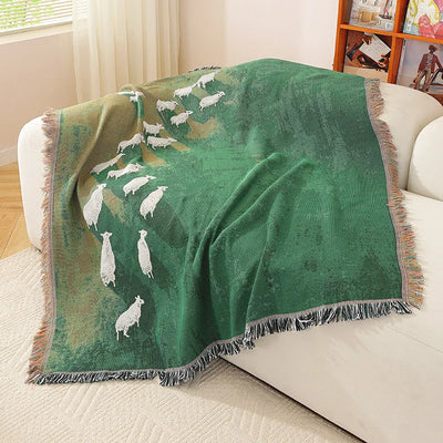 “Wandering Flock” Pastoral Woven Throw