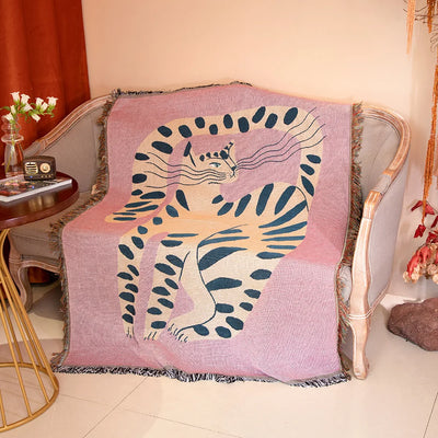 Lazy Leopard Woven Throw Blanket