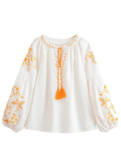 Midnight Marigold Embroidered Blouse