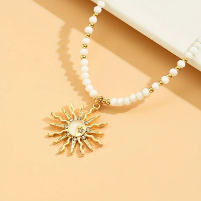 Sun Charm Beaded Choker