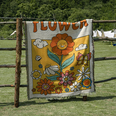 Groovy Flower Woven Blanket