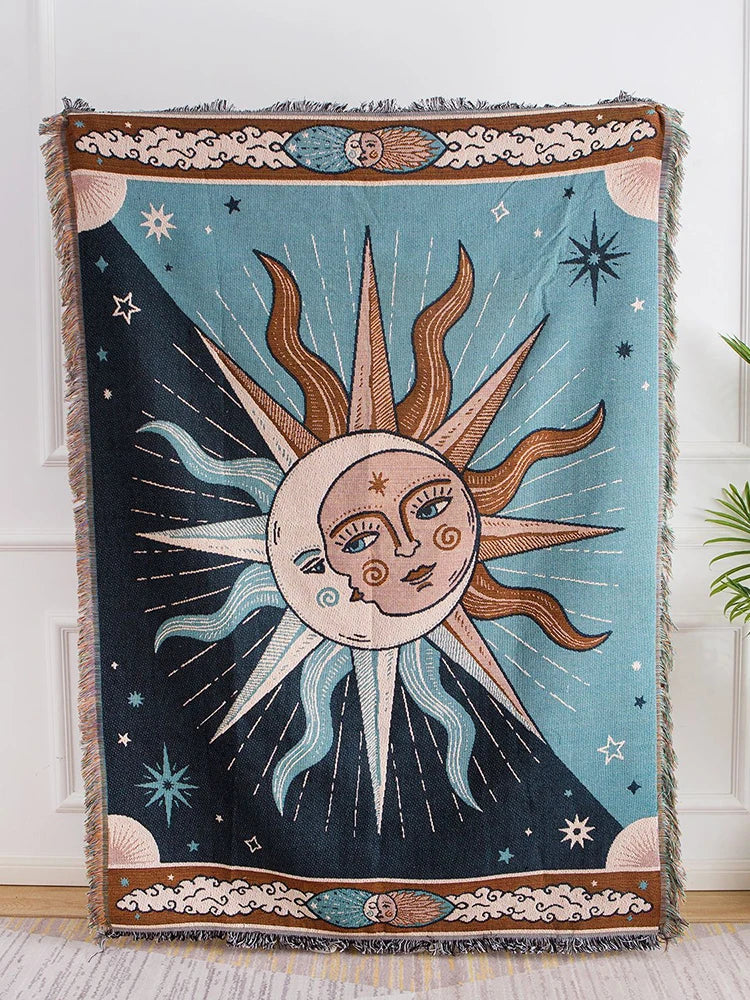 Sun & Moon Woven Tapestry Blanket