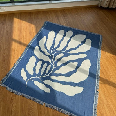 Blue Botanical Woven Throw