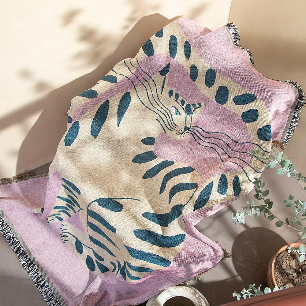 Lazy Leopard Woven Throw Blanket
