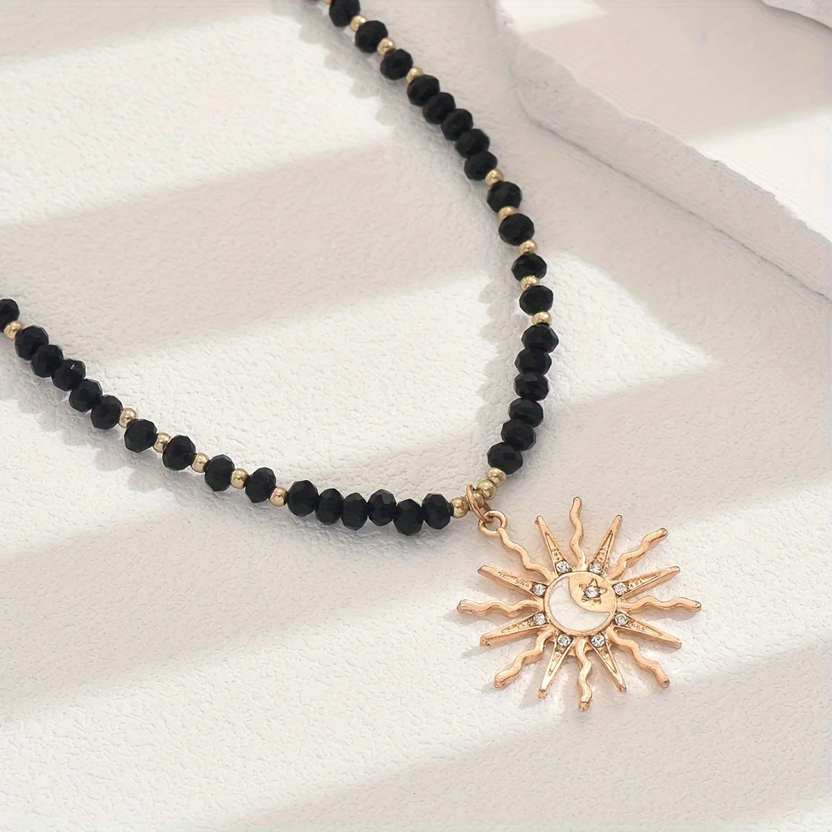 Sun Charm Beaded Choker