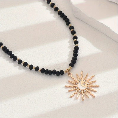 Sun Charm Beaded Choker