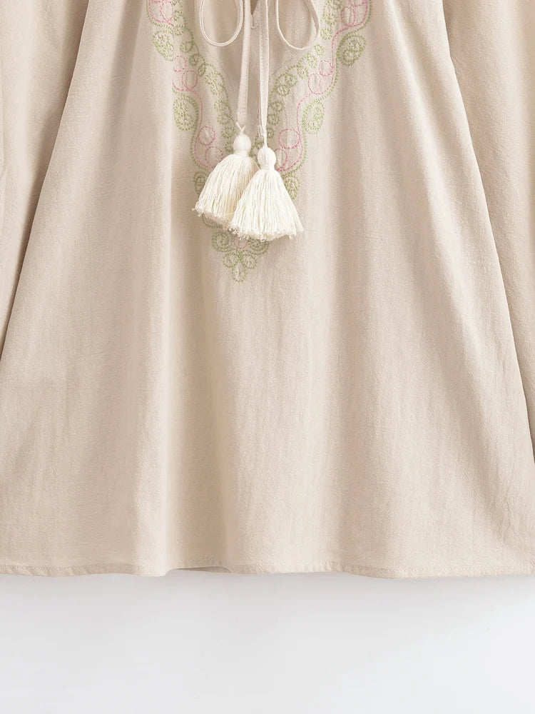 Selene Sage Embroidered Blouse