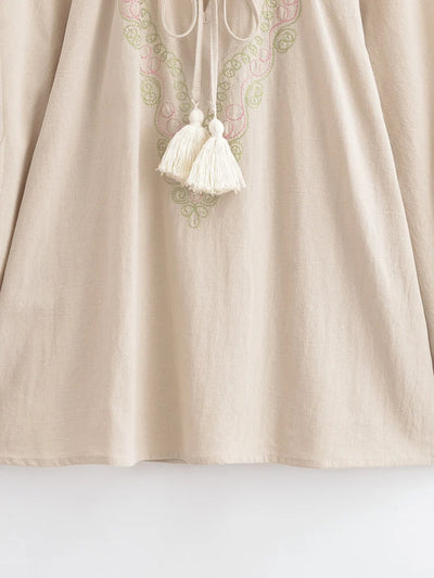 Selene Sage Embroidered Blouse