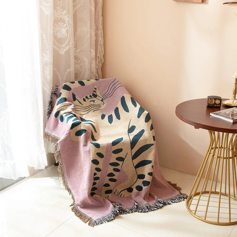 Lazy Leopard Woven Throw Blanket