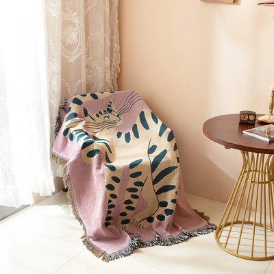 Lazy Leopard Woven Throw Blanket