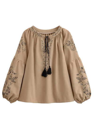 Midnight Marigold Embroidered Blouse