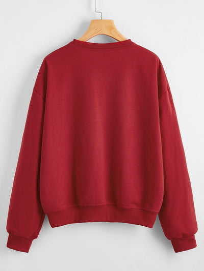 Aili Christmas New Long Sleeve Sweater Loose Girl Cartoon Sweater Round Neck Printed