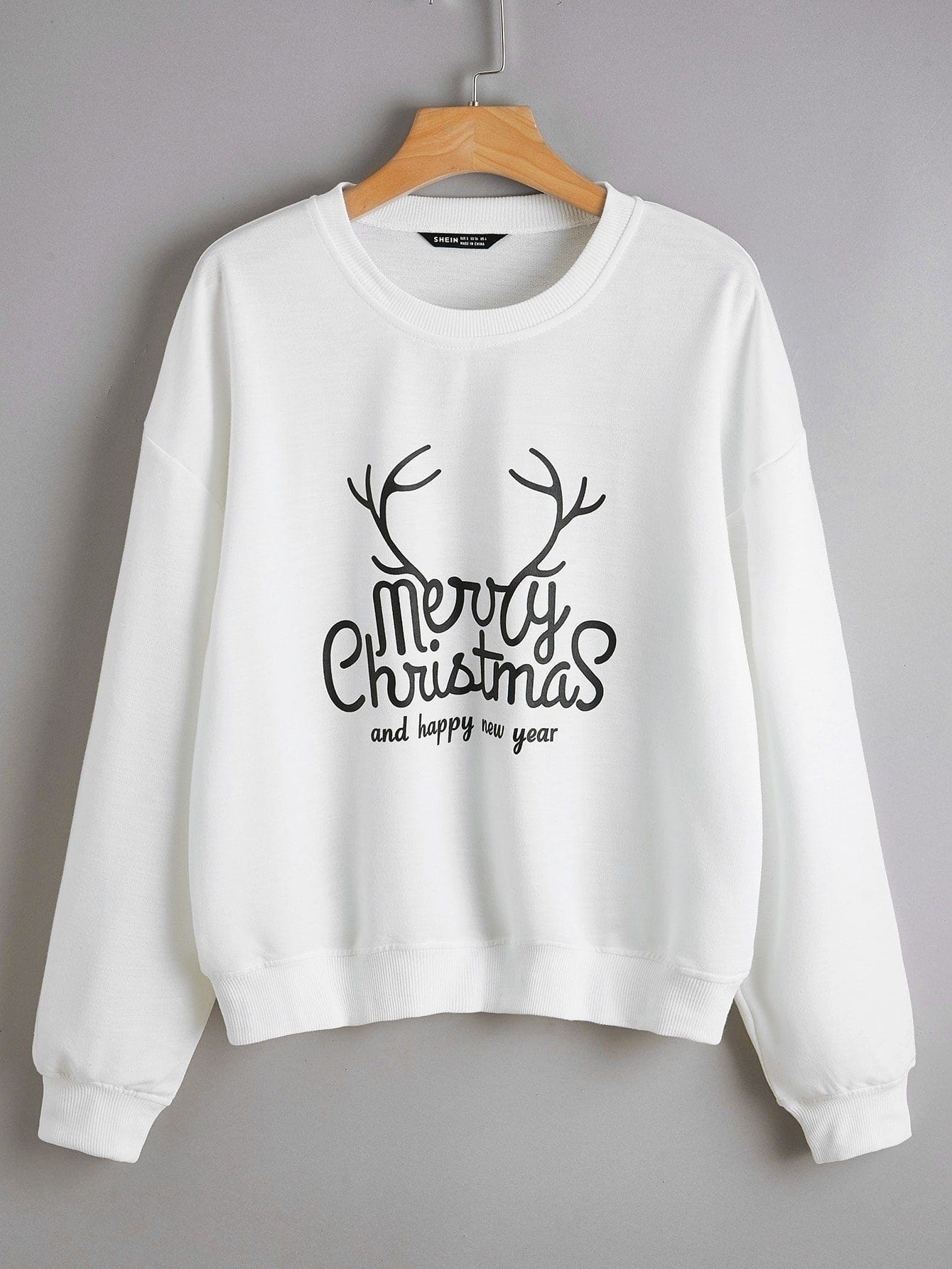 Aili S / White Christmas New Long Sleeve Sweater Loose Girl Cartoon Sweater Round Neck Printed