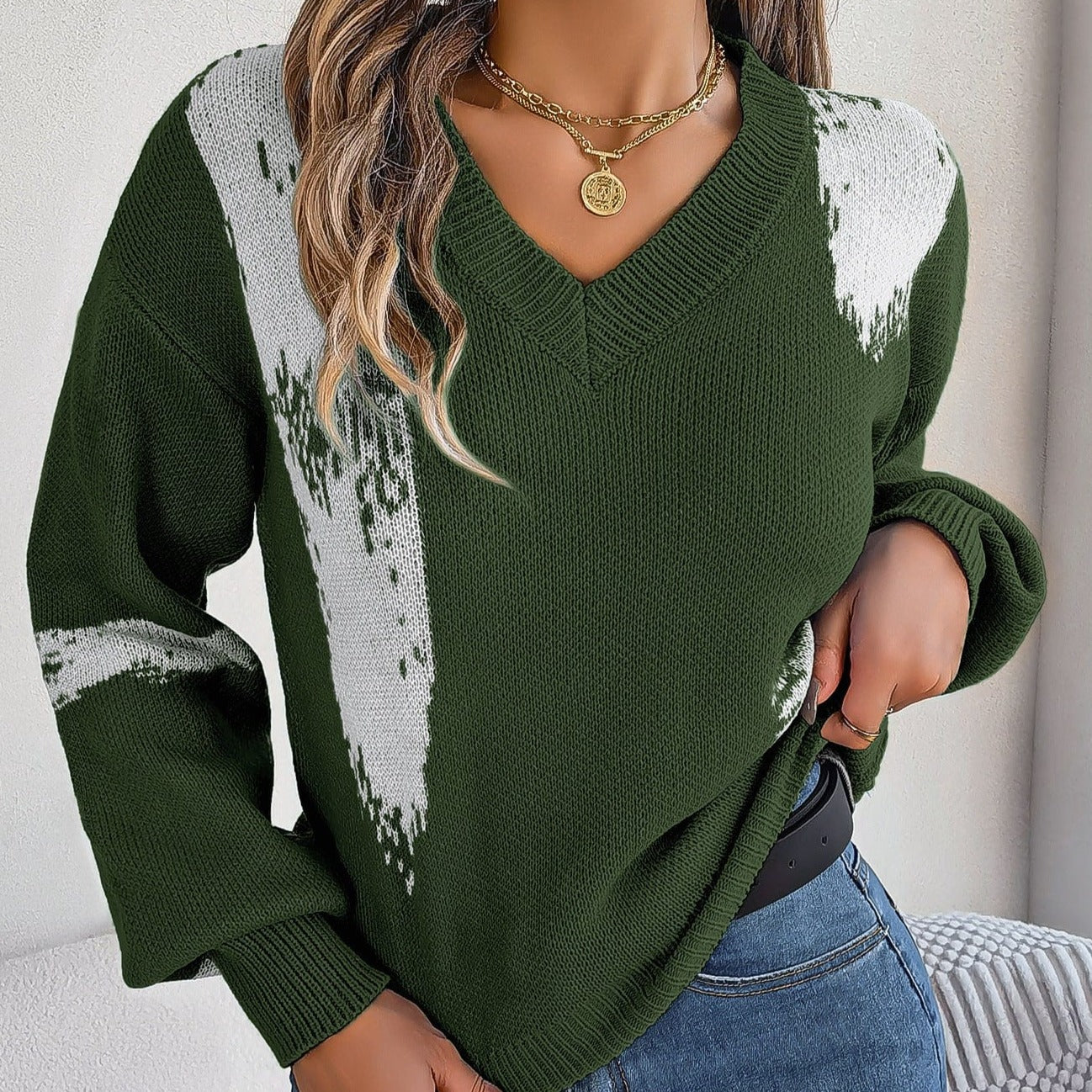 BAGIISA S / Army Green Nyxandra Knitted Sweater