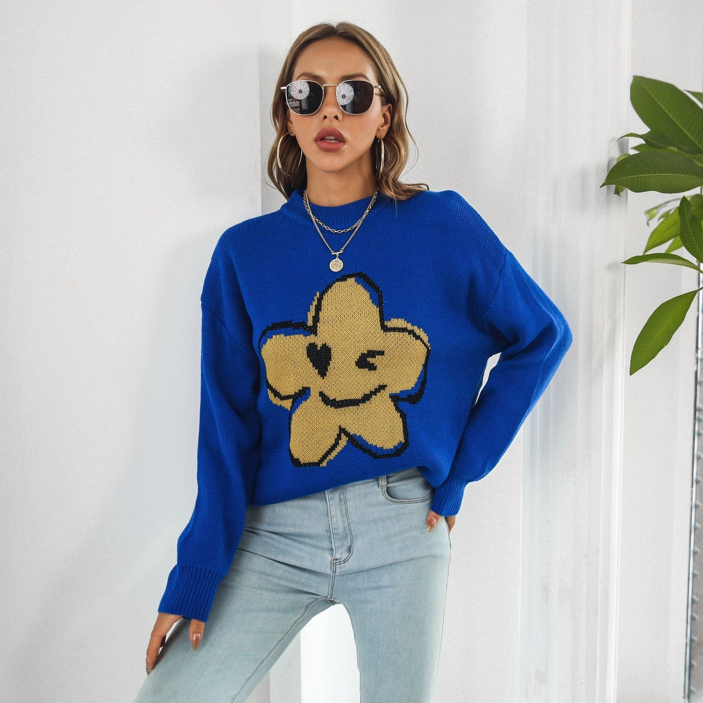 BeingSun Cute Floral Cartoon Brocade Sweater Women Loose Sweater Casual Women Clothing Sweater