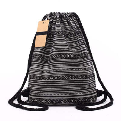 Tribal Pattern Canvas Drawstring Backpack