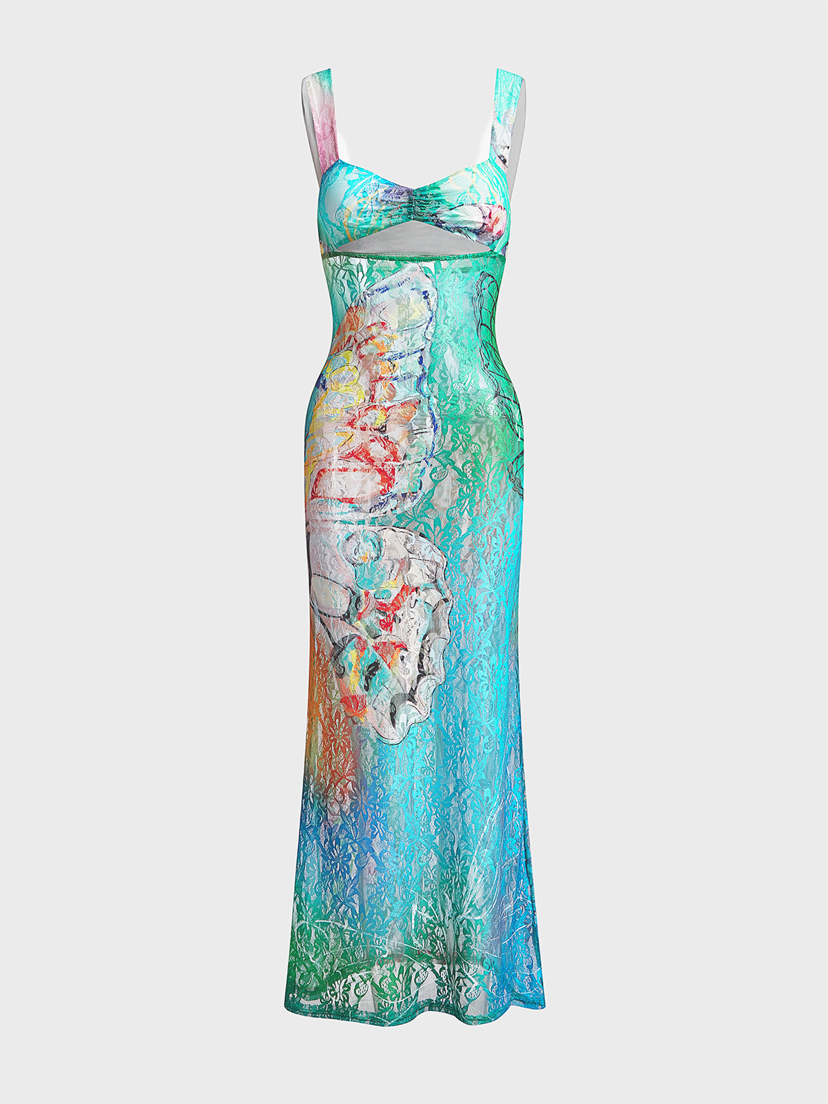 Elke Butterfly Print Cut Out Maxi Dress