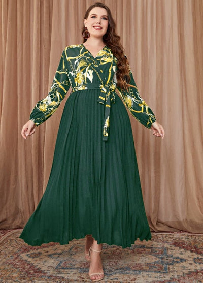 Citistore 0XL / blackish green Plus Size Camellia Boho Maxi Dress