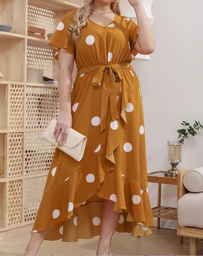 Citistore Plus Size Orchid Polka Dot Maxi Dress