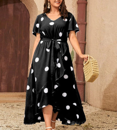 Citistore XL / Black Plus Size Orchid Polka Dot Maxi Dress