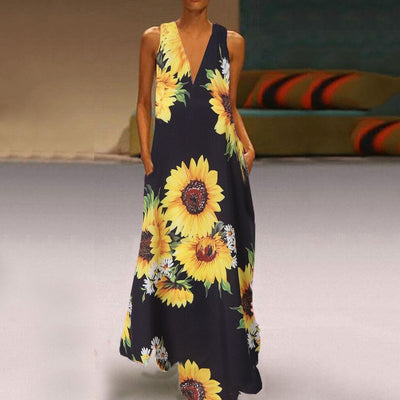 CYSM M / Black Sunshine Blossom Maxi Dress