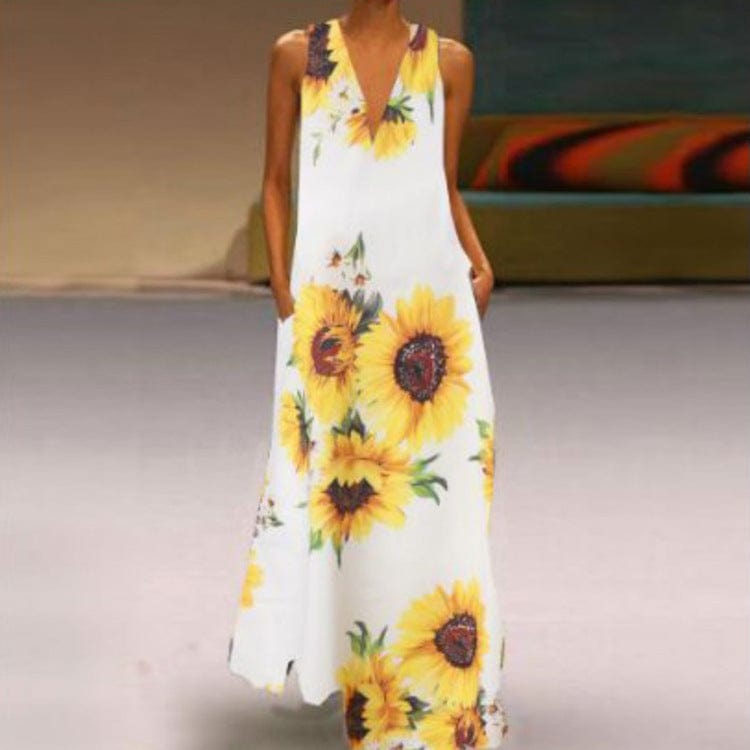 CYSM M / White Plus Size Sunshine Blossom Maxi Dress