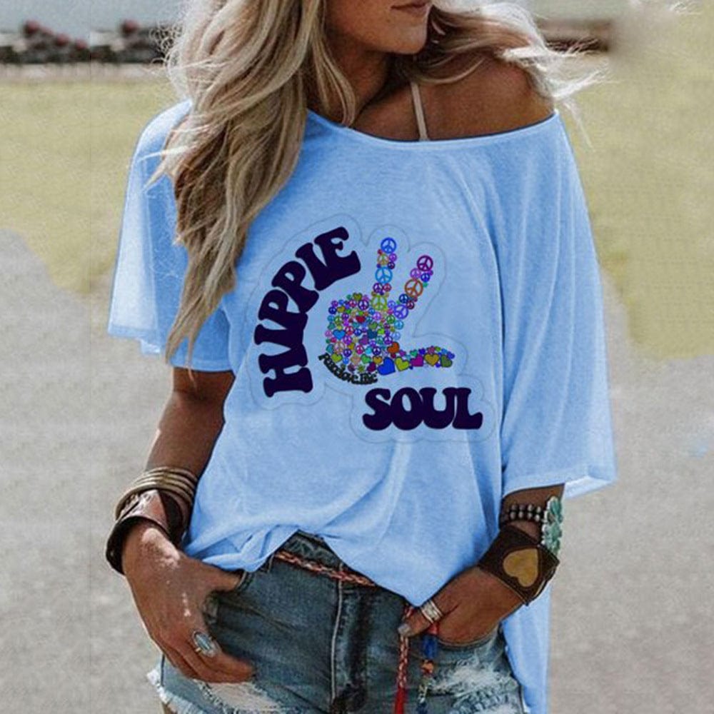 CYSM S / Blue Finger Blissful Hippie Soul Peace T-Shirt
