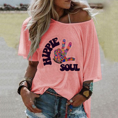CYSM S / Pink Blissful Hippie Soul Peace T-Shirt