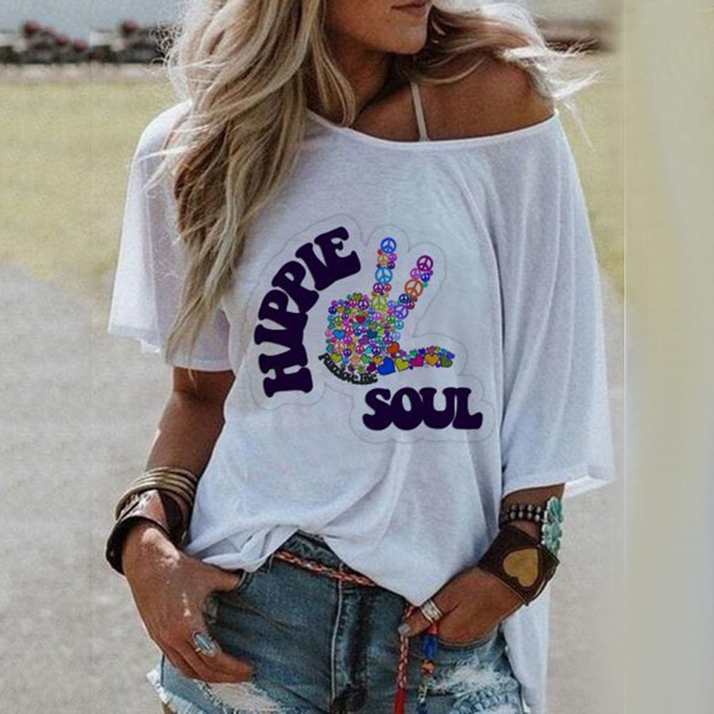 CYSM S / White fingers Blissful Hippie Soul Peace T-Shirt