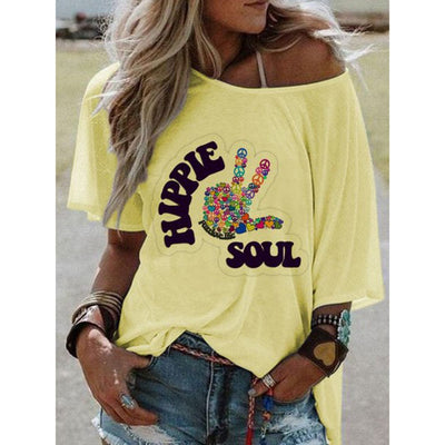 CYSM S / Yellow Blissful Hippie Soul Peace T-Shirt