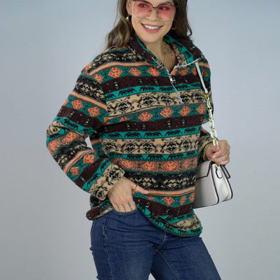 Daisy S / Multi-1 Grace Aztec Print Plush Sweatshirt