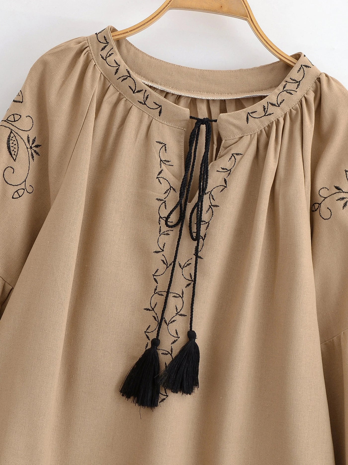 Midnight Marigold Embroidered Blouse
