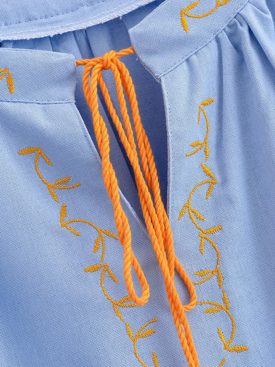 Midnight Marigold Embroidered Blouse