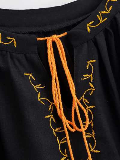 Midnight Marigold Embroidered Blouse