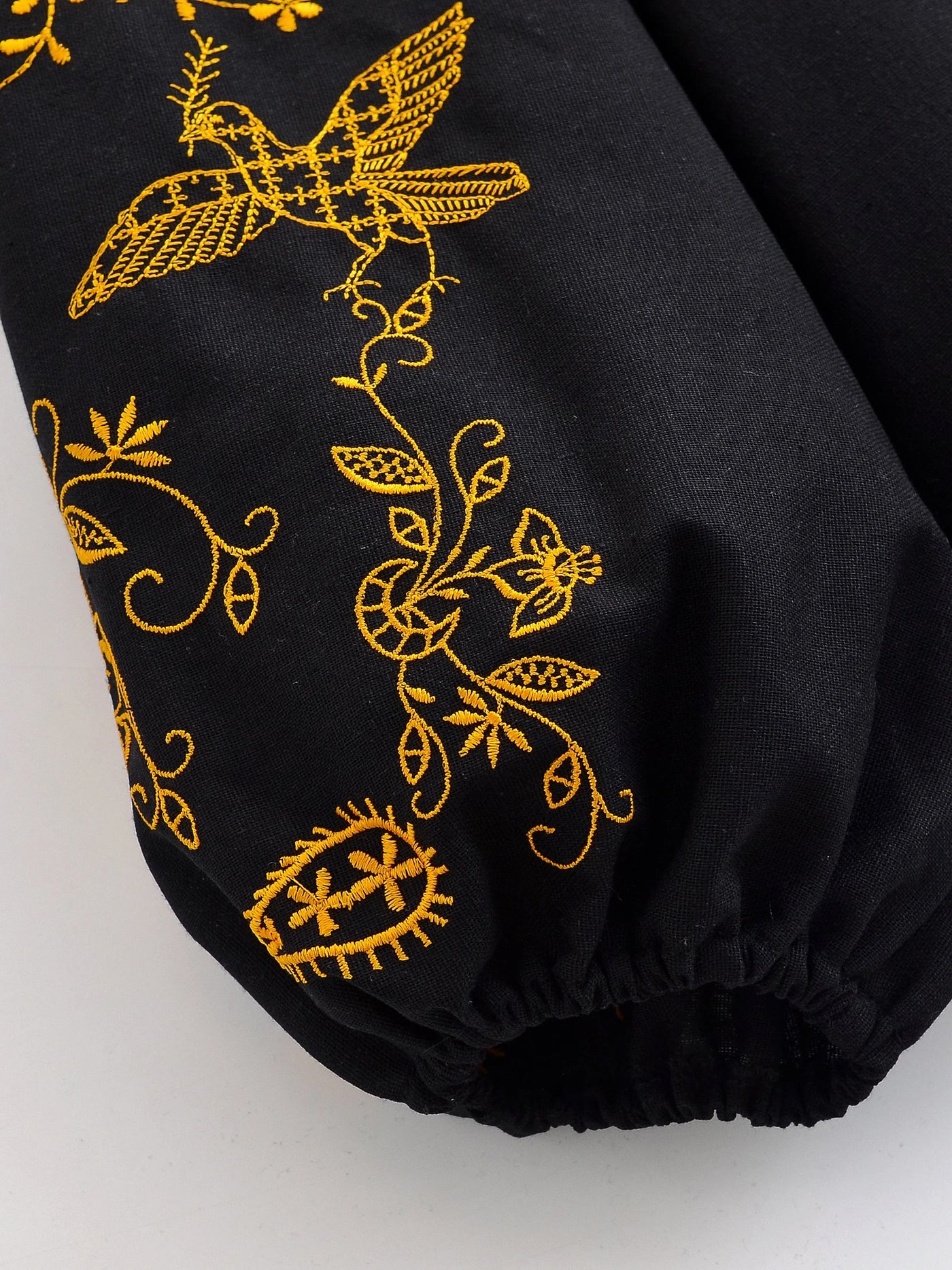 Midnight Marigold Embroidered Blouse
