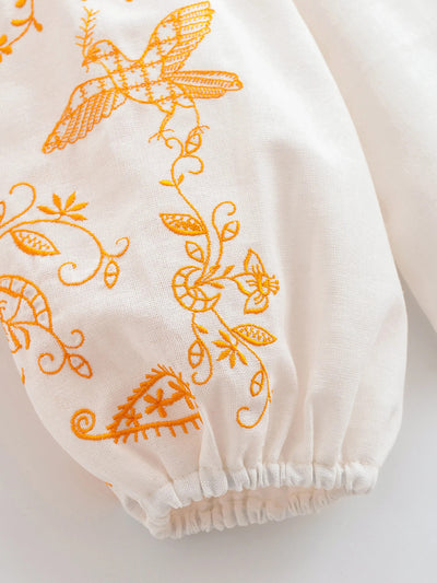 Midnight Marigold Embroidered Blouse