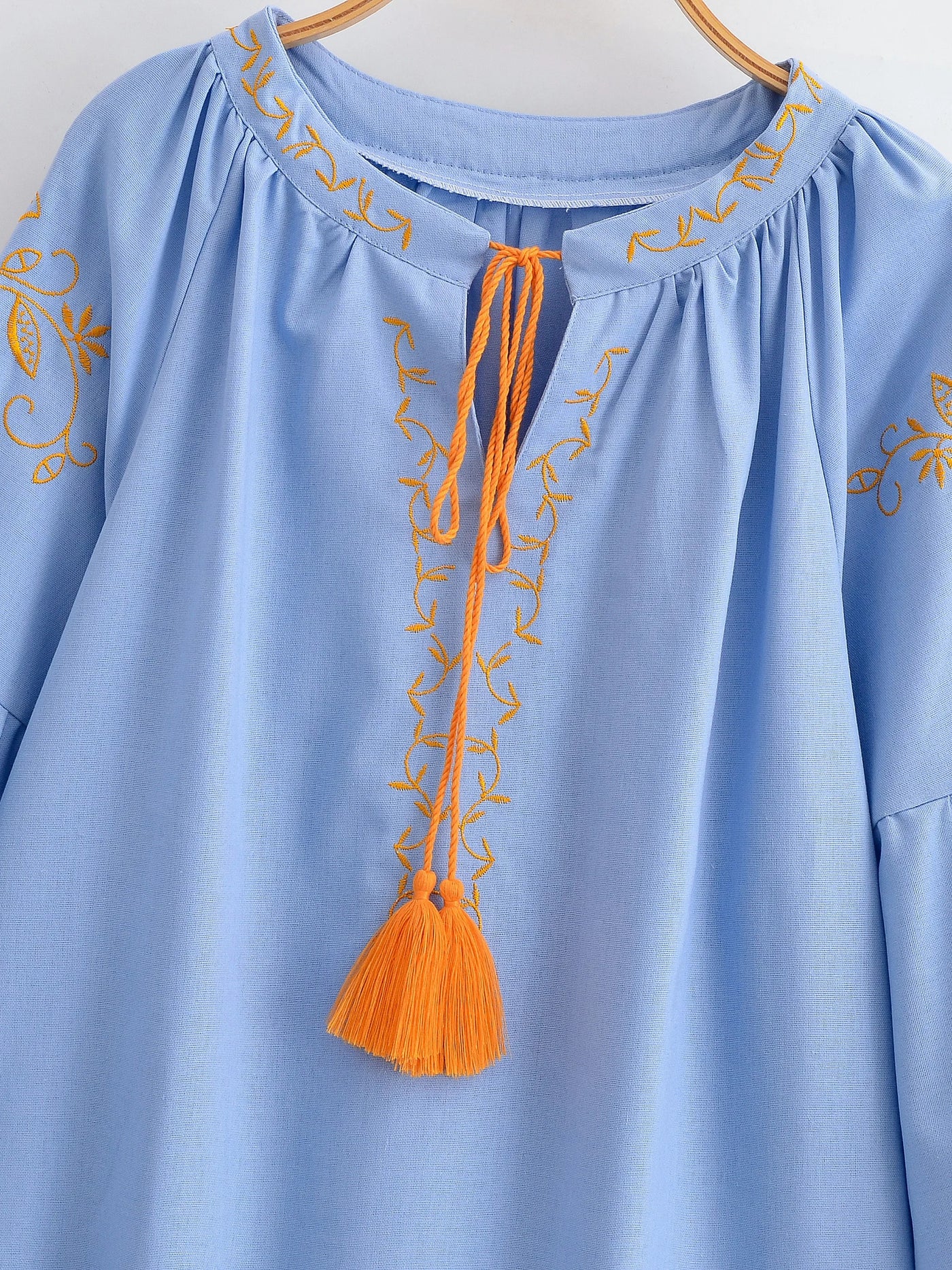 Midnight Marigold Embroidered Blouse