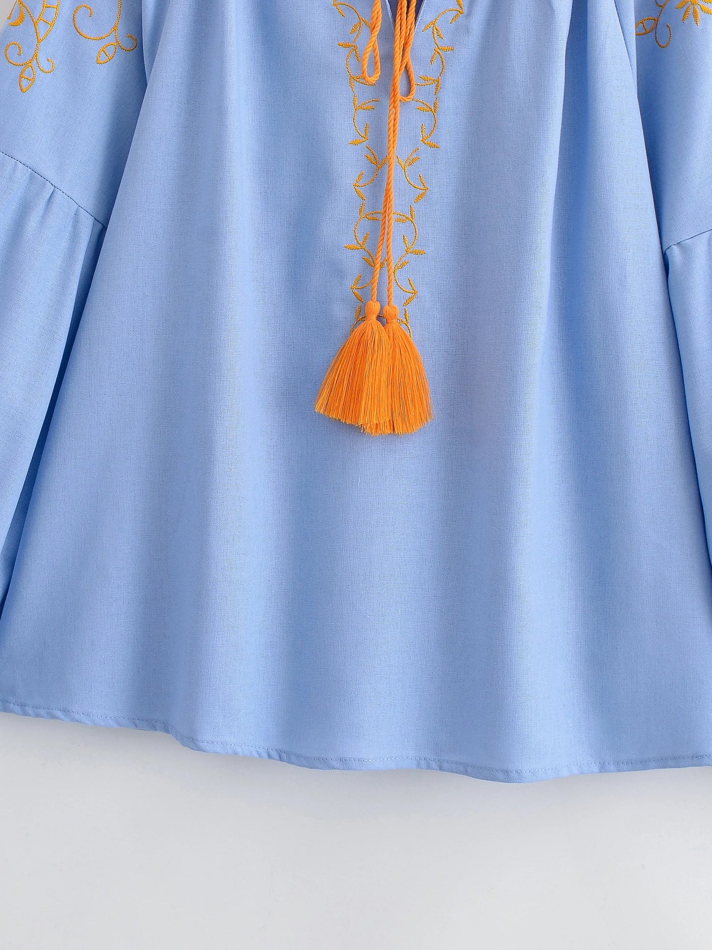 Midnight Marigold Embroidered Blouse