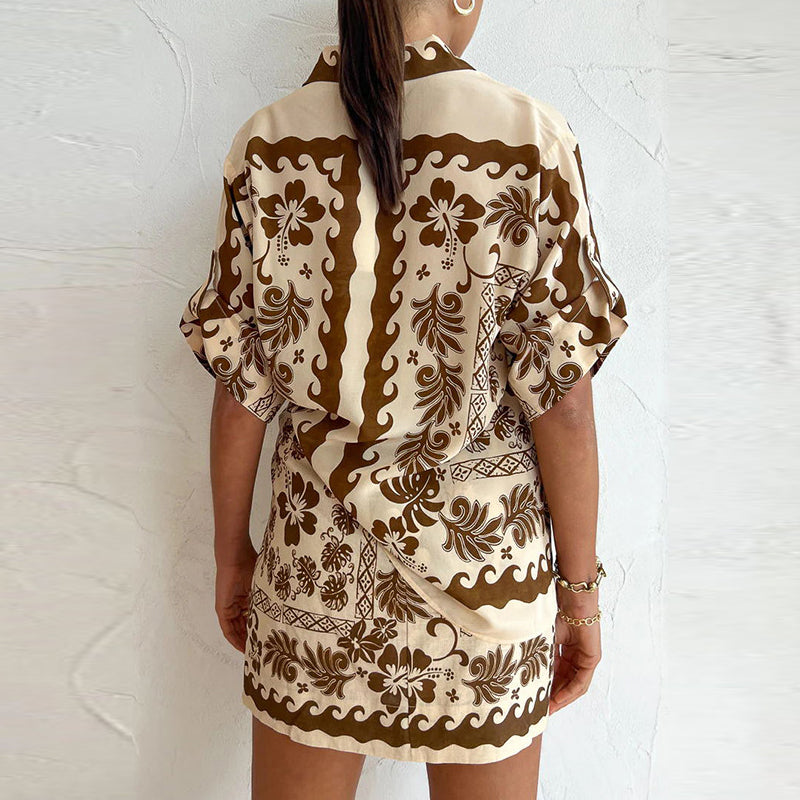 Nyra Tropical Shirt & Skirt Matching Set