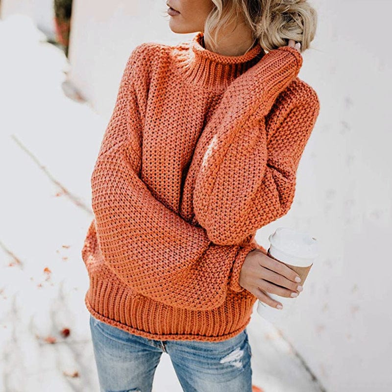 DRAZZLE Autumn Winter Knitwear Women Clothing Thick Thread Turtleneck Pullover Women