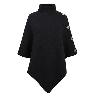 DRAZZLE One Size / Black Amaryllis Turtleneck Poncho Sweater