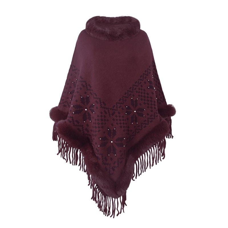 DRAZZLE One Size / Burgundy Sapphira Poncho Sweater