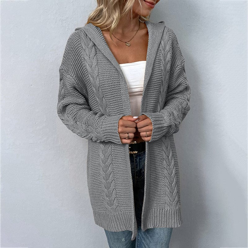 DRAZZLE S / Gray Corisande Long Knitted Cardigan