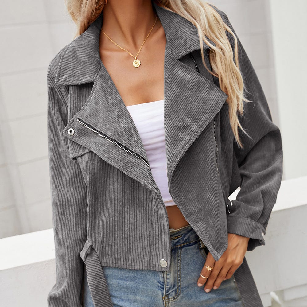 EBELIAN S / Gray Women Clothing Autumn Winter Casual Short Shipment Zipper Jacket Coat for Women