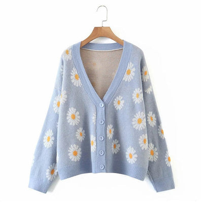 FIRMIANA One Size / Blue Daisies Blossom Cardigan