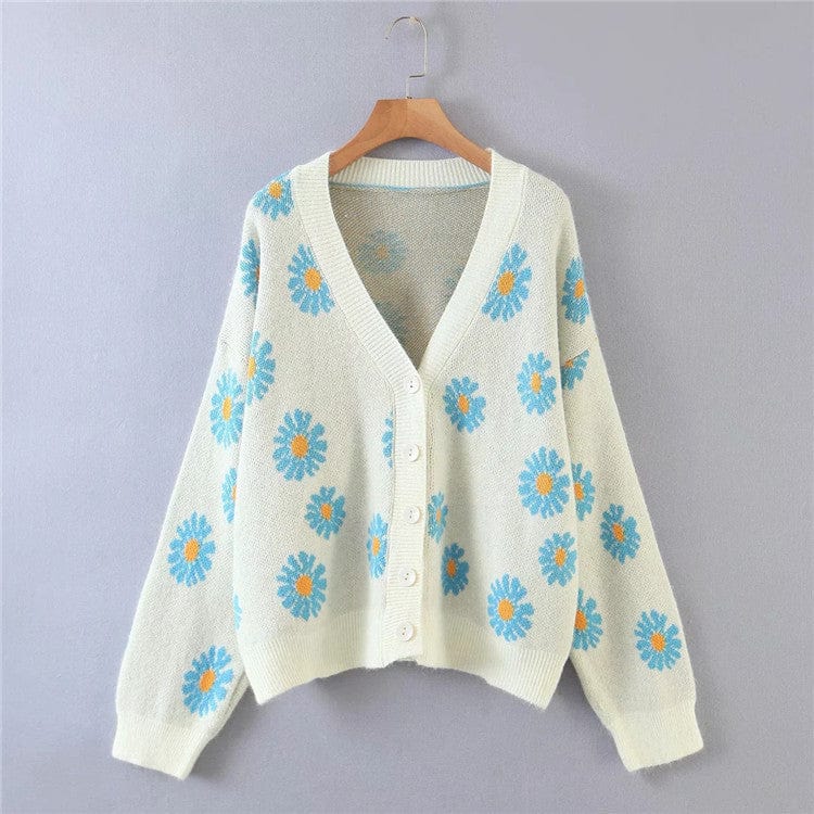FIRMIANA One Size / White Daisies Blossom Cardigan