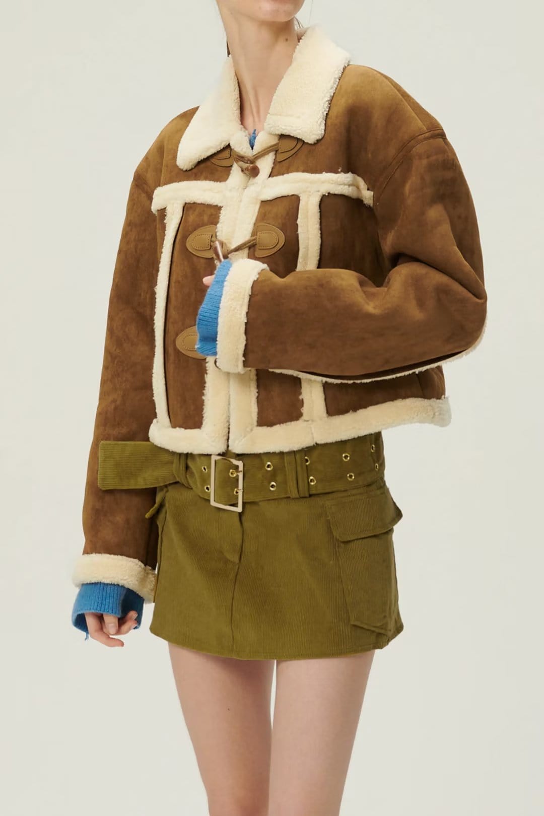 GoodMe Maillard Horn Button Lamb Wool Coat for Women Autumn Winter Korean Sexy Suede Warm Jacket Top